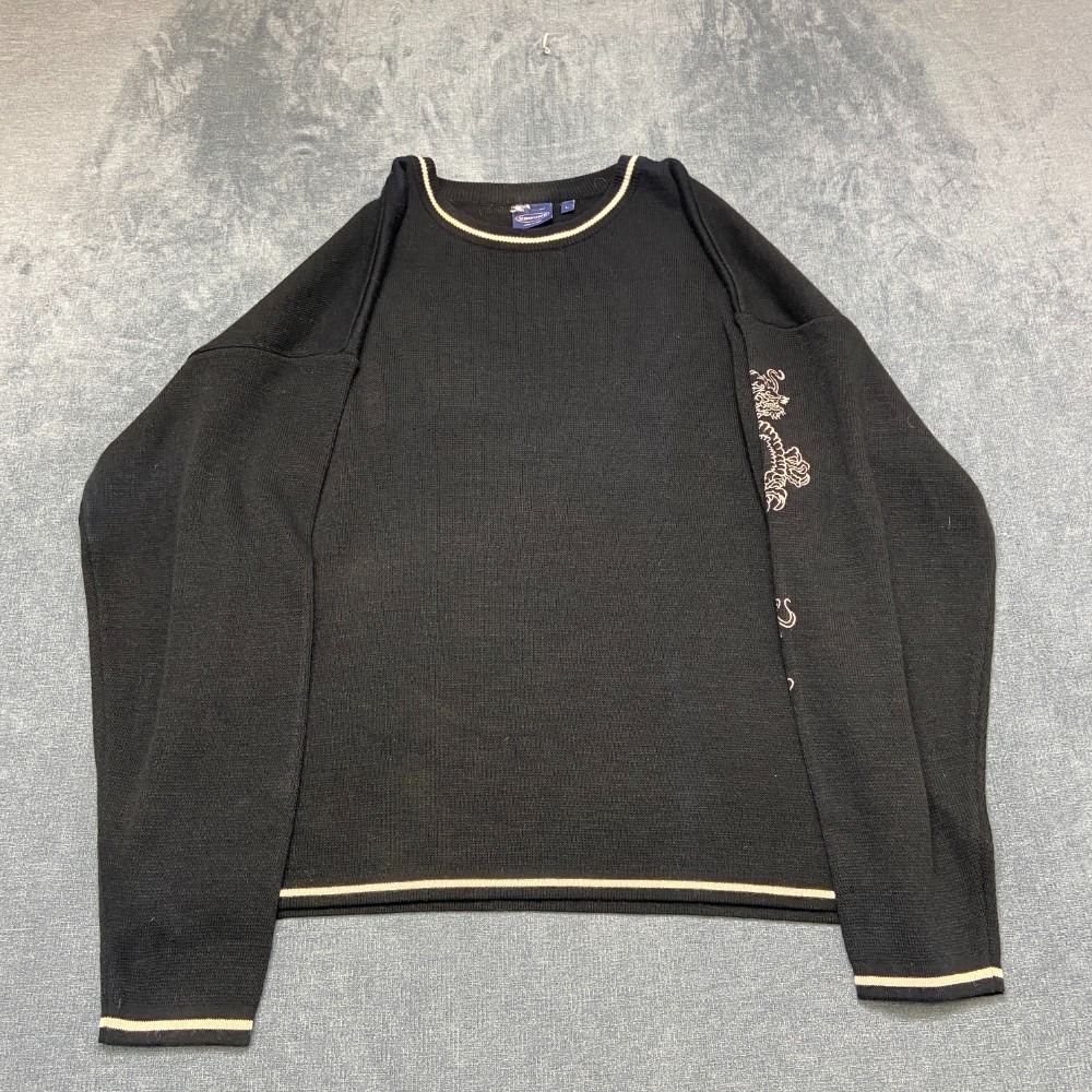 Y2K Sideout Sweater Womens Large Black Crew Neck Winter Cozy Tight Knit